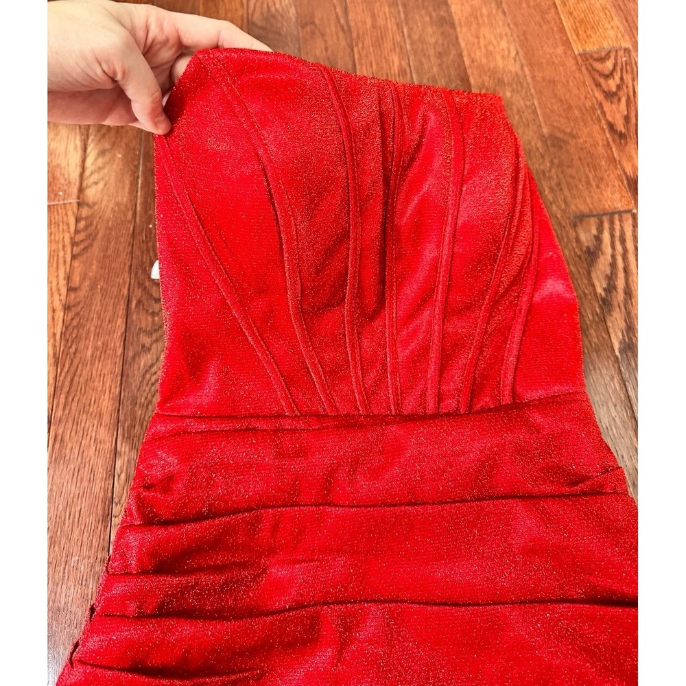 Handmade Luxury Red Glitter Layered Cocktial Dress With Bow Pin Size Small NWT - Picture 11 of 12